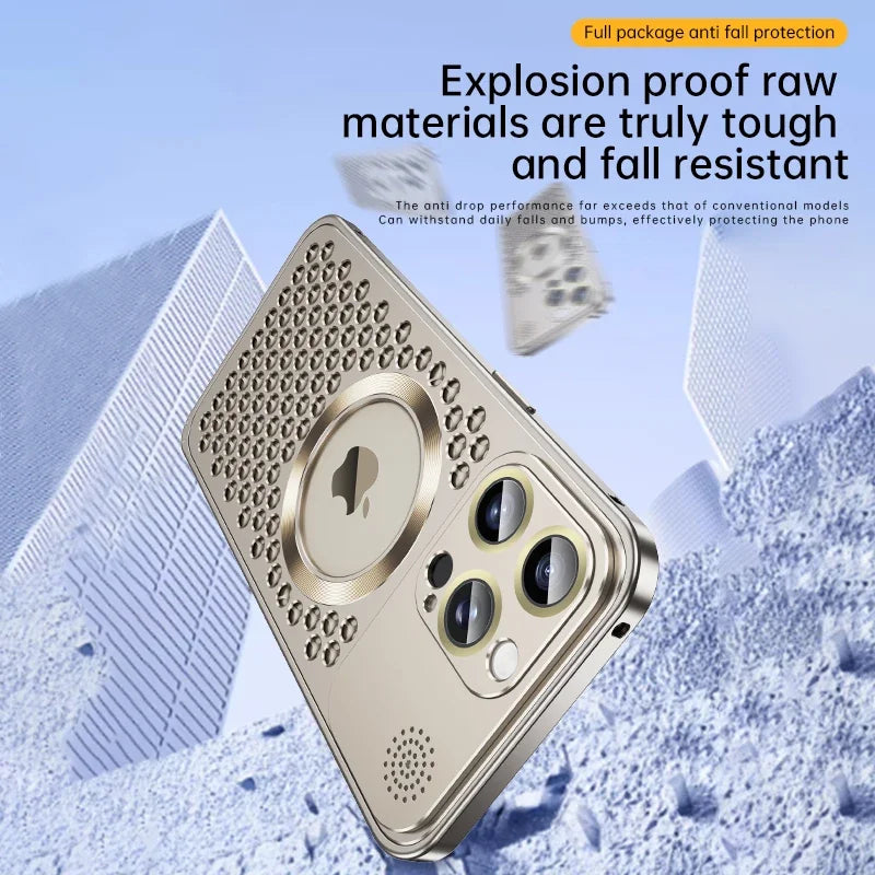Heat Dissipation Aluminum Case For iPhone 13 12 14 15 Pro Max Plus Anti Drop