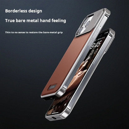 Aluminium + Leather Case for iPhone 13 14 15 16 Pro Max Plus Aromatherapy Built In