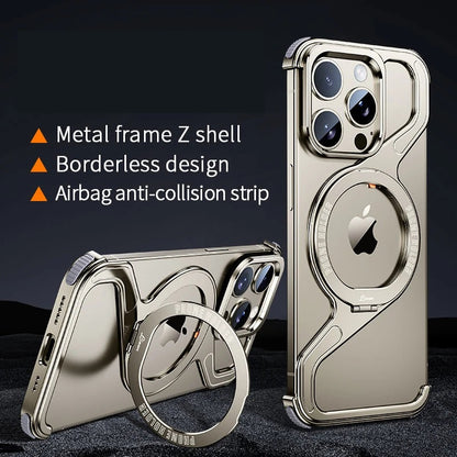 ShockProof Metal Z Shape iPhone Case For iPhone 13 14 15 16 Pro Max Magnetic Stand MagSafe