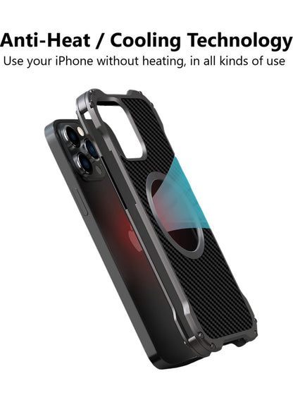 Metal + Carbon Fiber Case For iPhone 16 15 14 13 12 Pro Max MagSafe + Bumper ShockProof