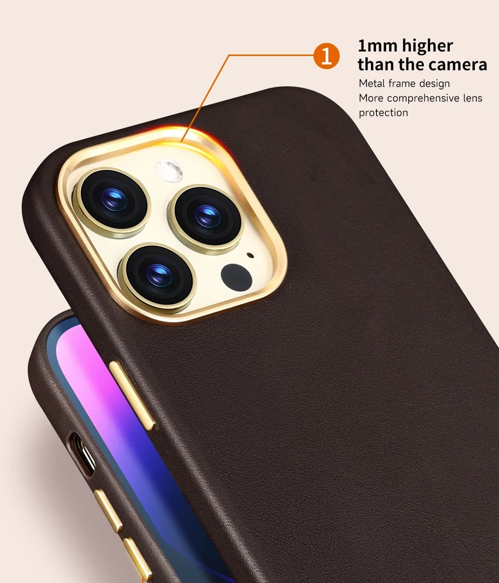 Nappa Leather Case for iPhone 15 14 13 12 Pro Max MagSafe