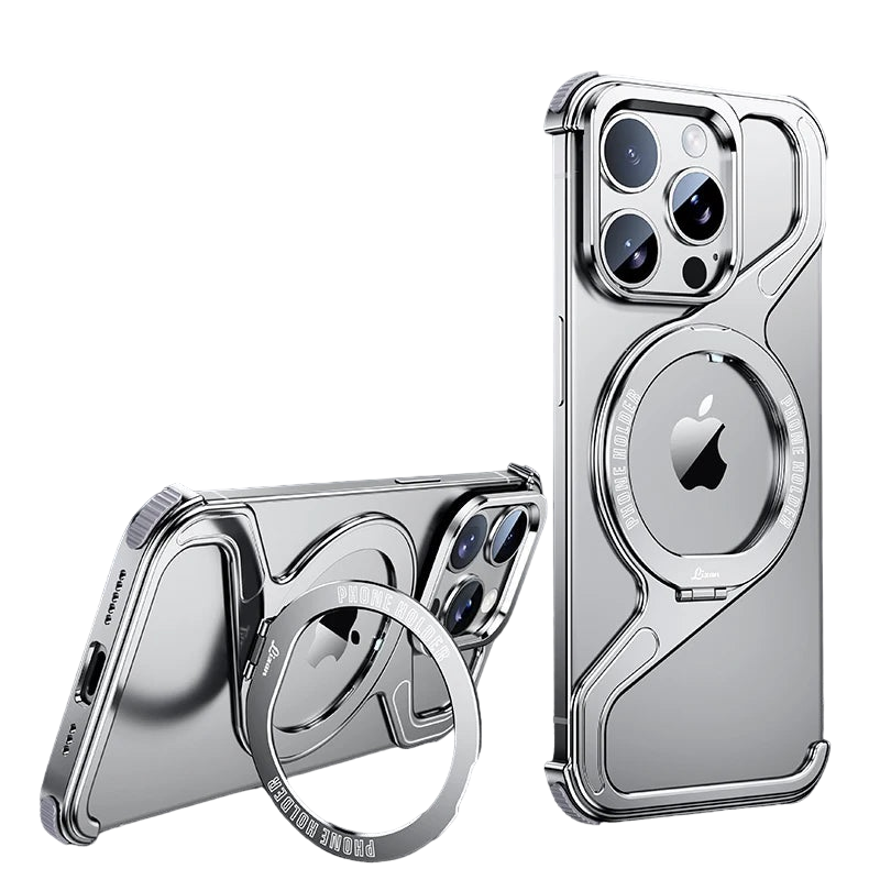 ShockProof Metal Z Shape iPhone Case For iPhone 13 14 15 16 Pro Max Magnetic Stand MagSafe