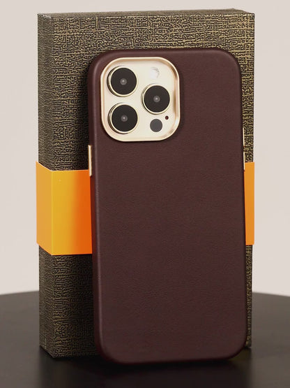 Nappa Leather Case for iPhone 15 14 13 12 Pro Max MagSafe